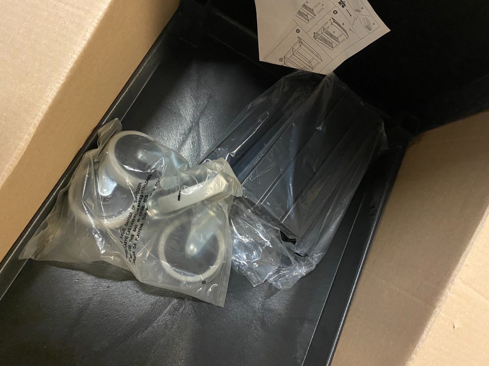 **DAMAGED** Luxor EC111-B 3-Shelf Tub Storage Cart - Black