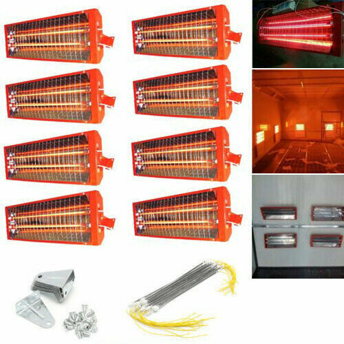 8 X 2KW Spray Baking Booth Infrared Red Paint Curing Light Heating Lamp