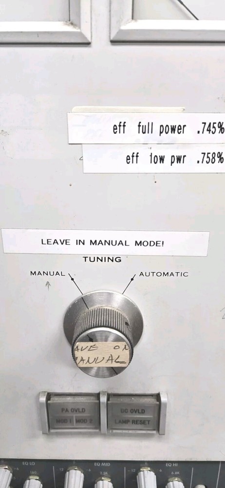 AM Transmitter Radio Front Panel Controls Collins 820 E/F-1