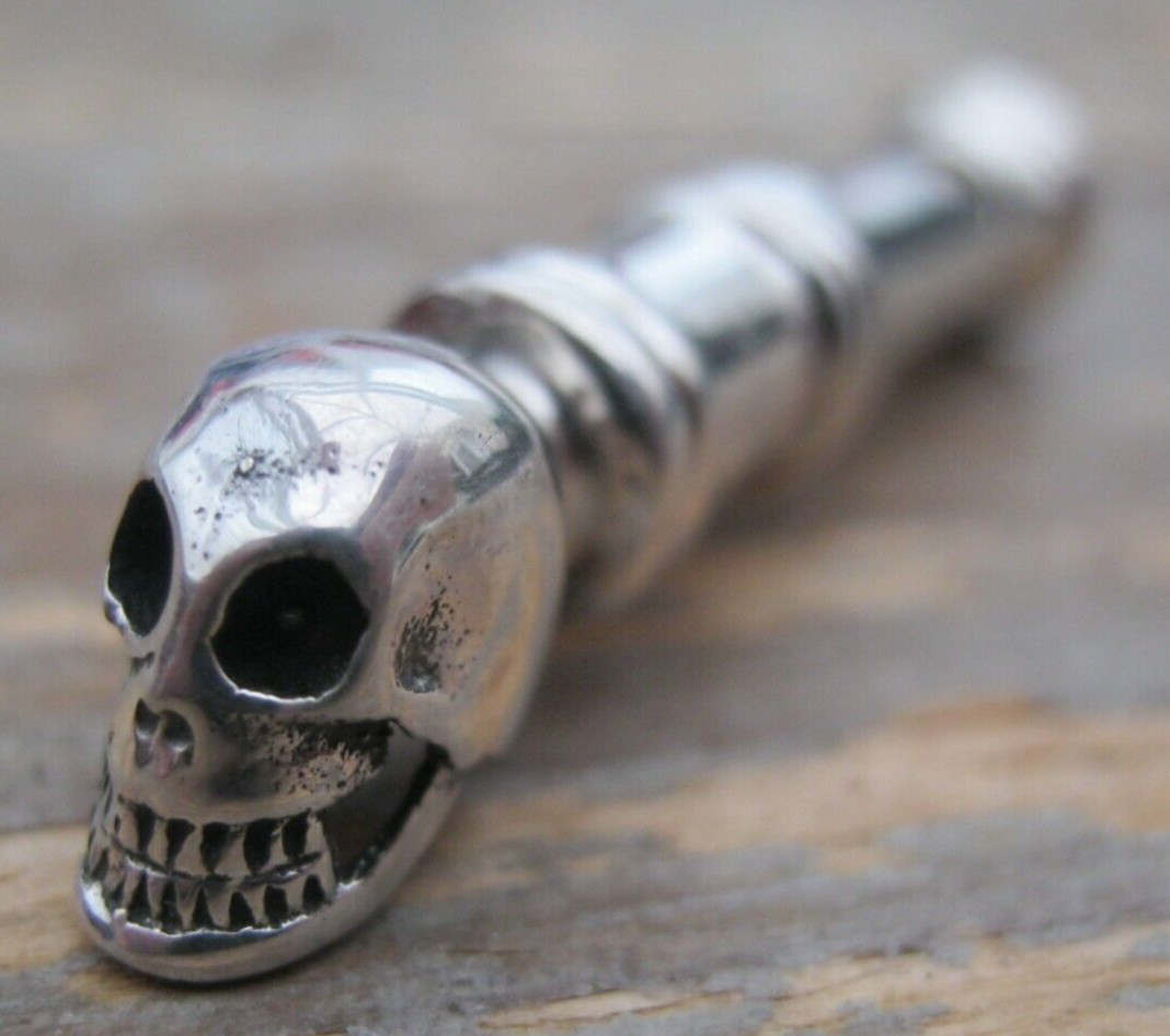 Fabulous Memento Mori Skull Whistle Made In Solid Silver And Stamped 925