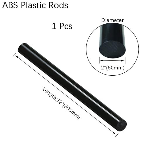 Pcs ABS Plastic Rods 2"x2",ABS Round Stick Round Solid Bar for 2"x12" 1 Black