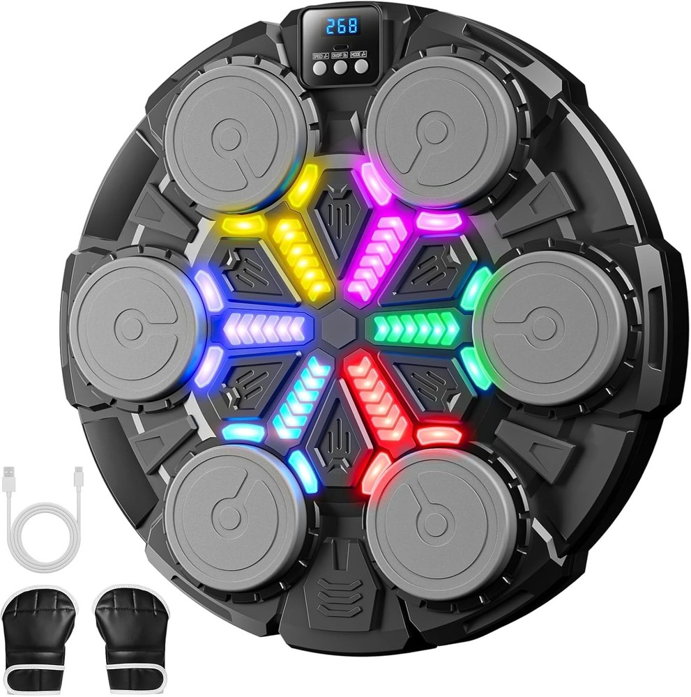 Space-Saving Punching Pad with Bluetooth & Rhythm Lights - Perfect for Any Home