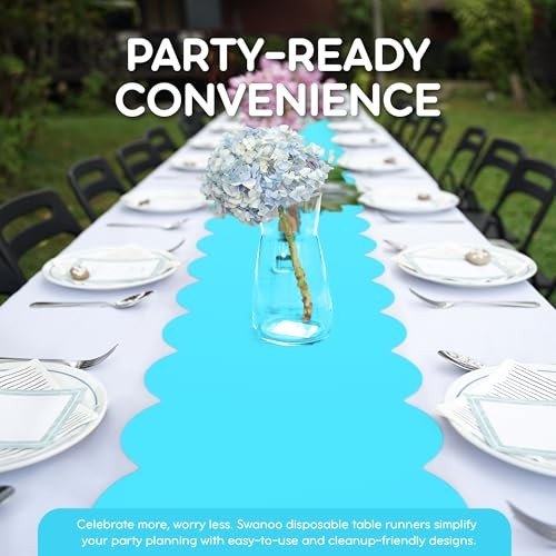 Plastic Disposable Table Runner. 5 Pack 14 x Scallop Runner 5 Pack Turquoise