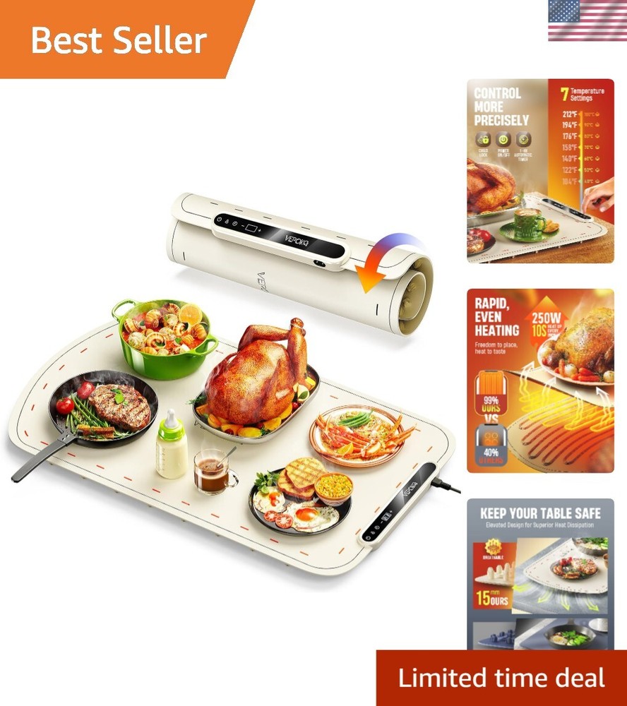 Energy-Efficient Buffet Warming Tray - Rollable Silicone Design for Easy Storage