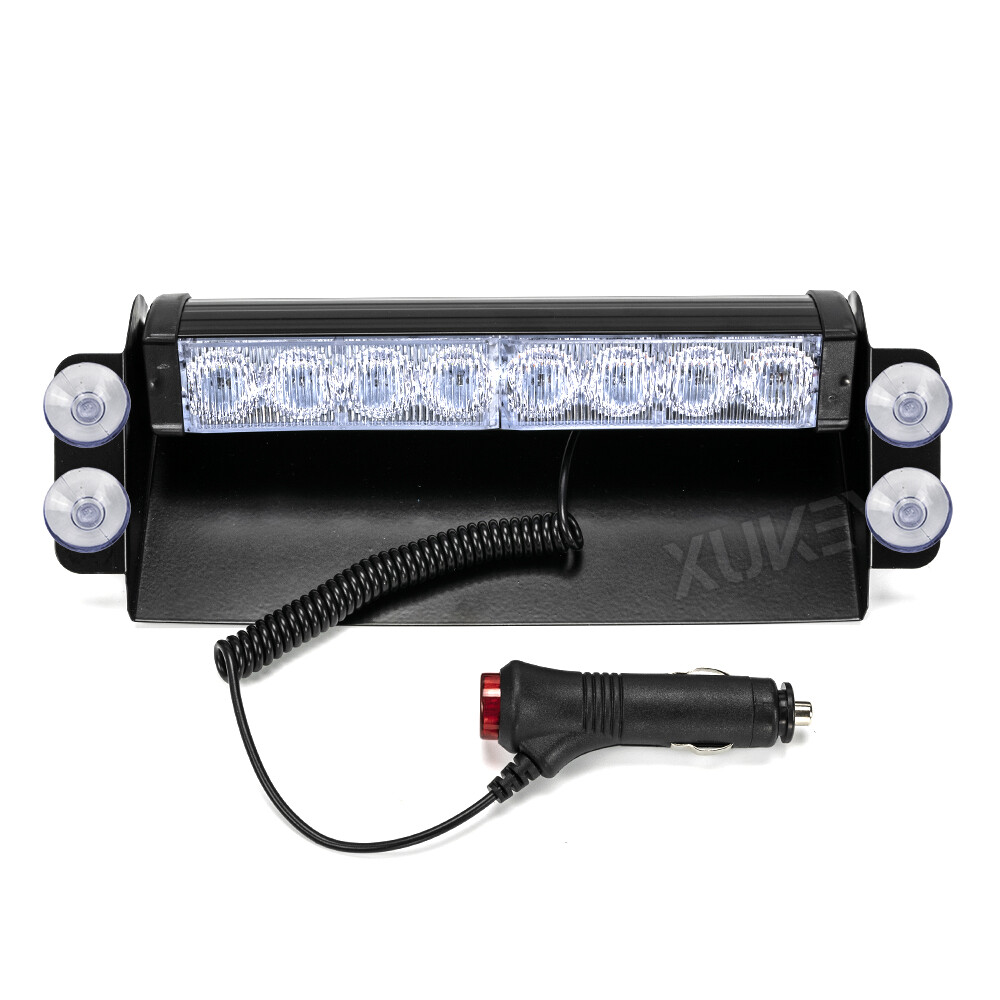 White Amber 8LED Windshield Strobe Light Bar Interior Flash Emergency Warning