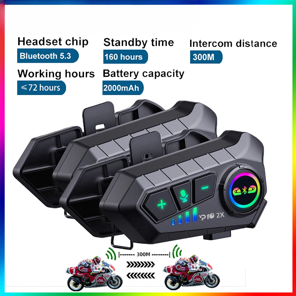 YP10 Bluetooth Motorcycle Helmet Intercom 300M Wireless Intercomunicador 2000Mah