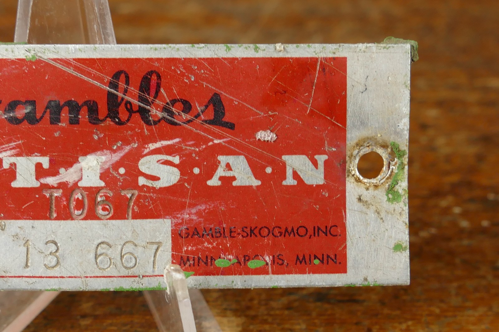 Vintage Gambles Stores Artisan Model 13 Metal ID Nameplate Tag Sign Emblem