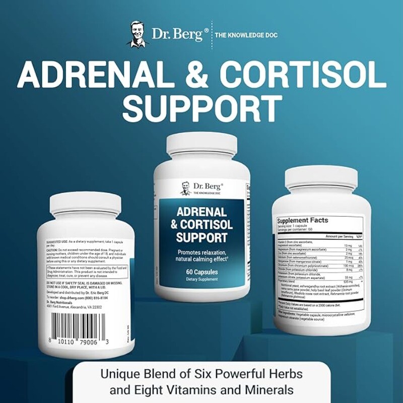 Adrenal & Cortisol Support Mood Focus Relaxation Support 60 Capsules