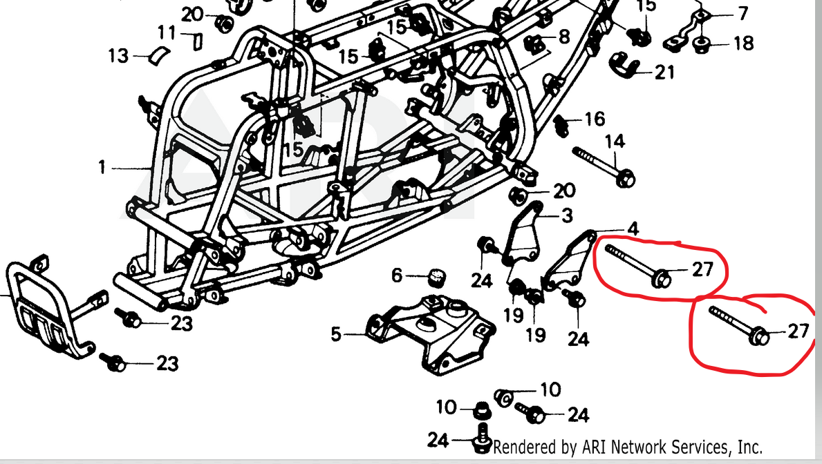 HONDA ATC250R TRX250R ATC TRX 250R ENGINE MOUNTING BOLT 10x140, 96400-10140-00
