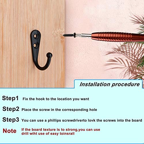 15Pcs Black Wall Mounted Coat Hooks, Hanger Hook with 30 15PCS + Single Hook