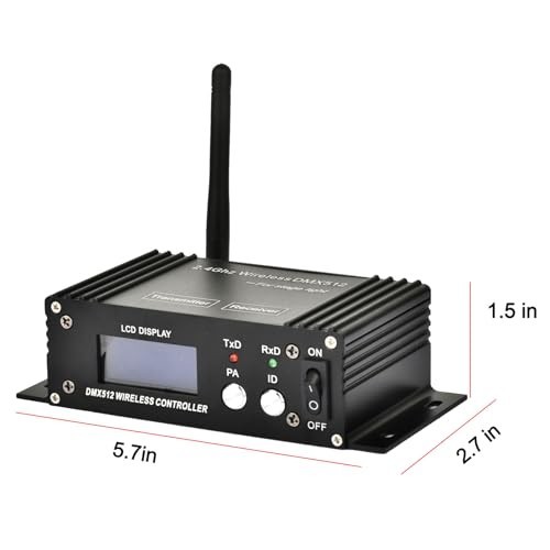 Wireless DMX 512 Controller with LCD Display, Power Adjustable Lighting Dimmer f