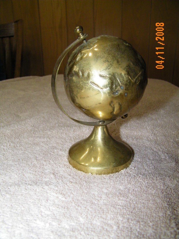 Brass Globe on Stand For Table Decor