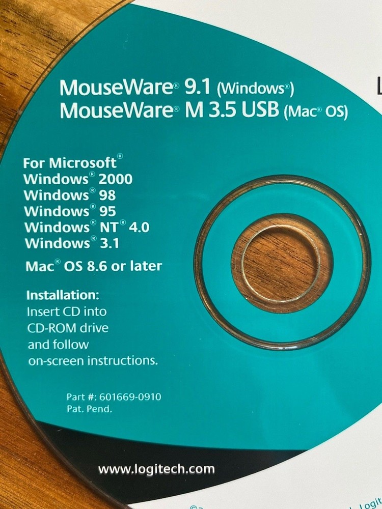 LOGITECH MouseWare 9.1 (Windows) M 3.5 USB (Mac OS) CD-ROM Disc