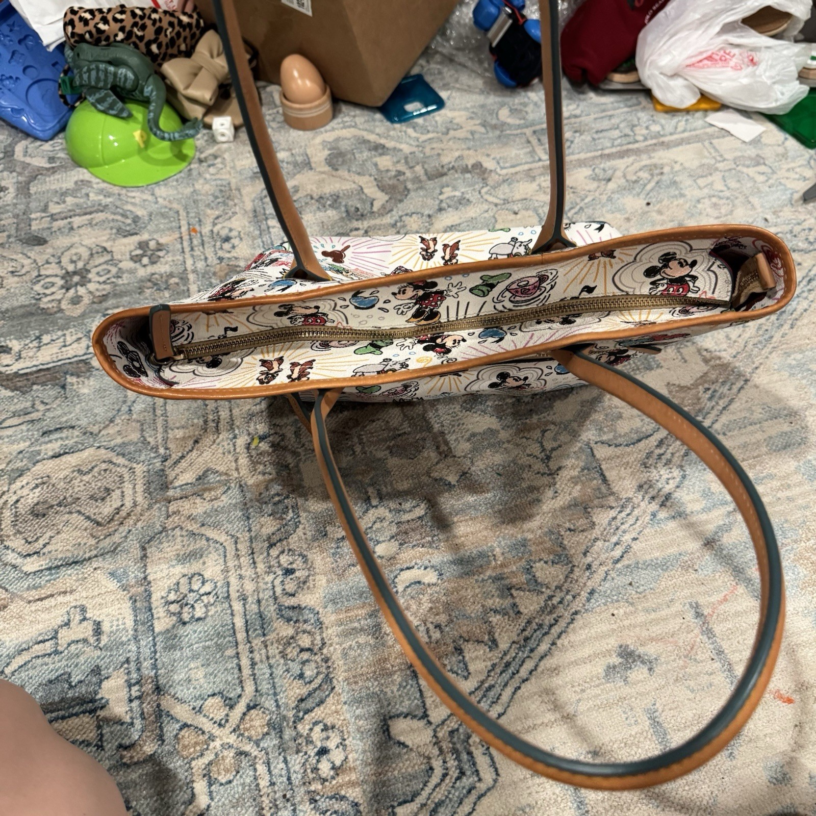 Dooney & Bourke Disney Sketch Mickey & Minnie Mouse Castle Handle Tote Bag Purse