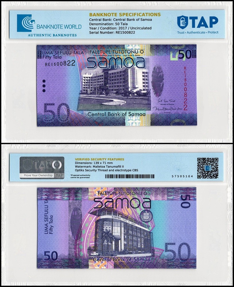 Samoa 50 Tala, 2017 ND, P-41c, UNC, TAP Authenticated