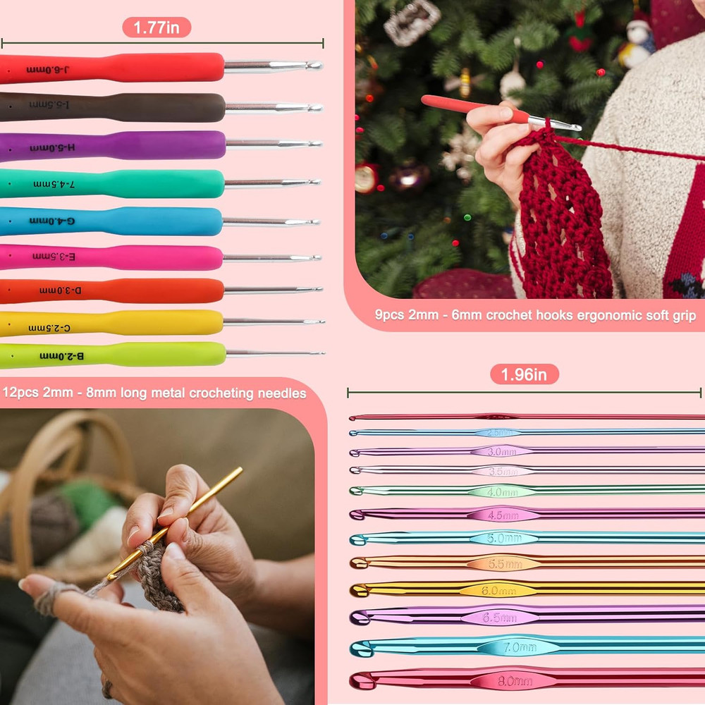 Crochet Hooks Set with Case 85pcs Ergonomic Handle Knitting Tools Kit Beginners