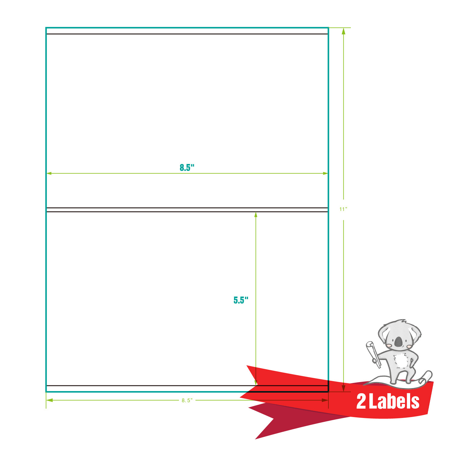 1100 Shipping Labels 8.5x5.5 Self Adhesive Half Sheet Shipping Labels 1000 + 100
