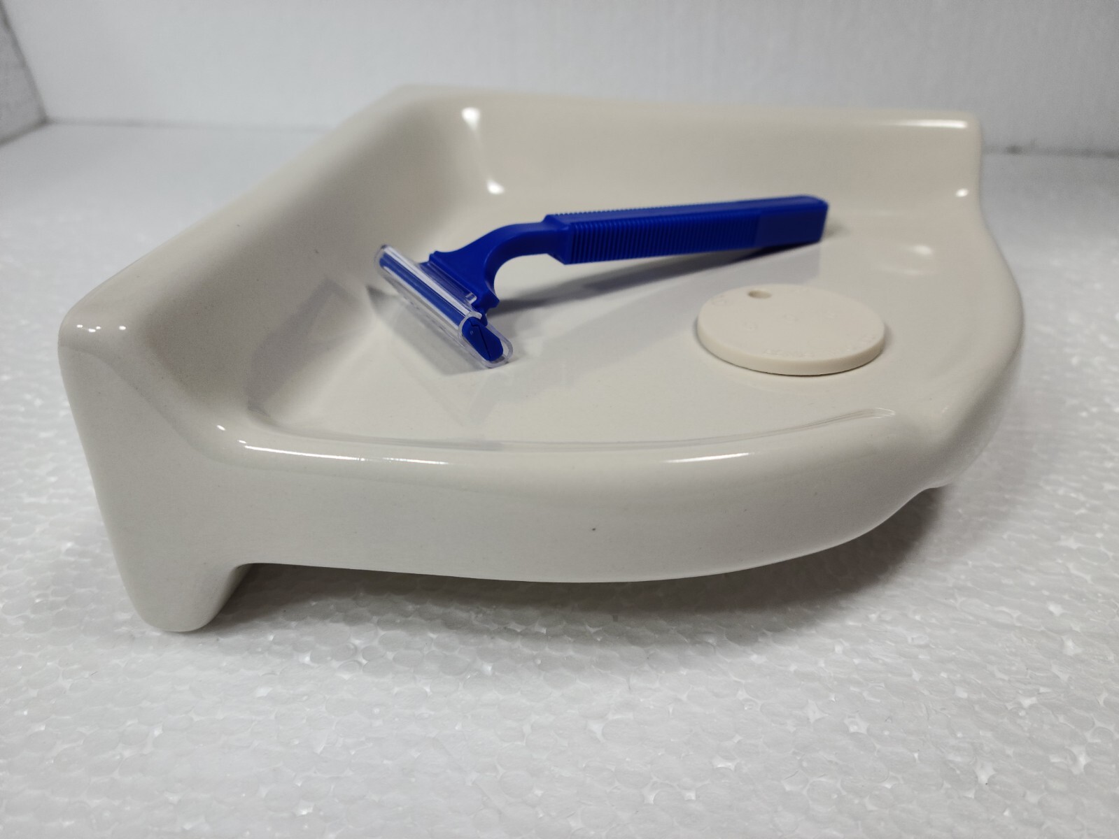 Beige Almond Bone Ceramic Shower Corner Tray Soap Dish Shampoo Holder Color 0135