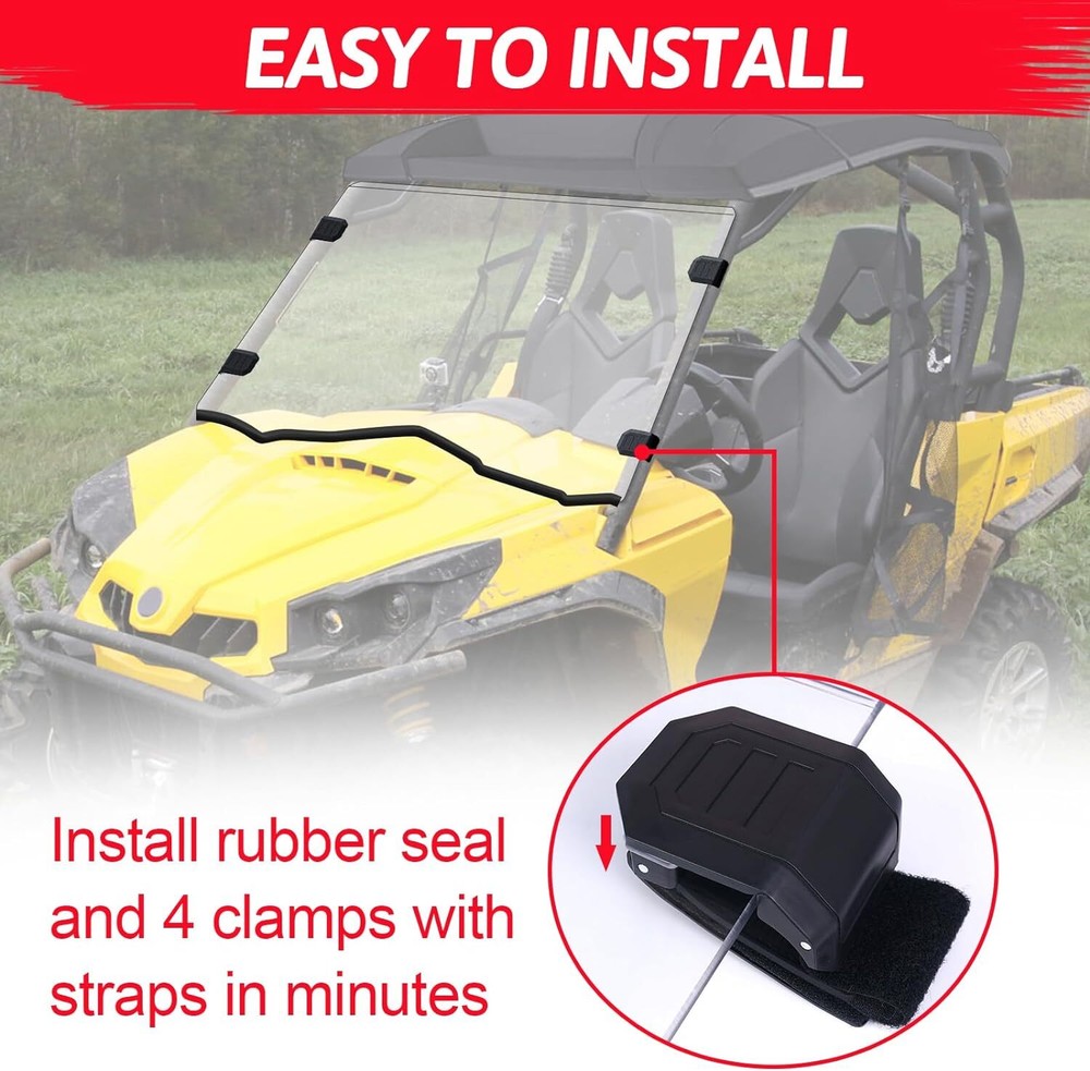 Full Front Windshield Scratch Resistant For 2011-2020 Can Am Commander 800/1000