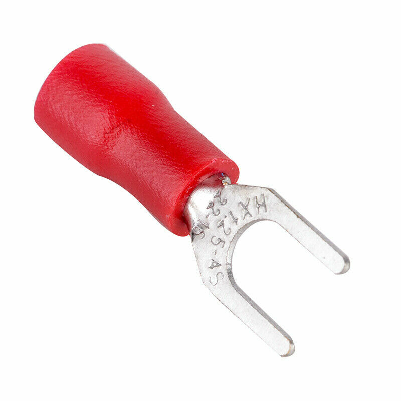 100pcs Red Insulated Spade Fork Connector Electrical Crimp Wire Terminals