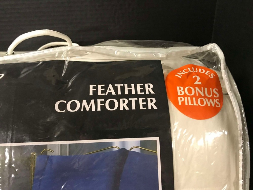 BedSoft King Size Feather Comforter & 2 Bonus Pillows - White - 230 Thread Count