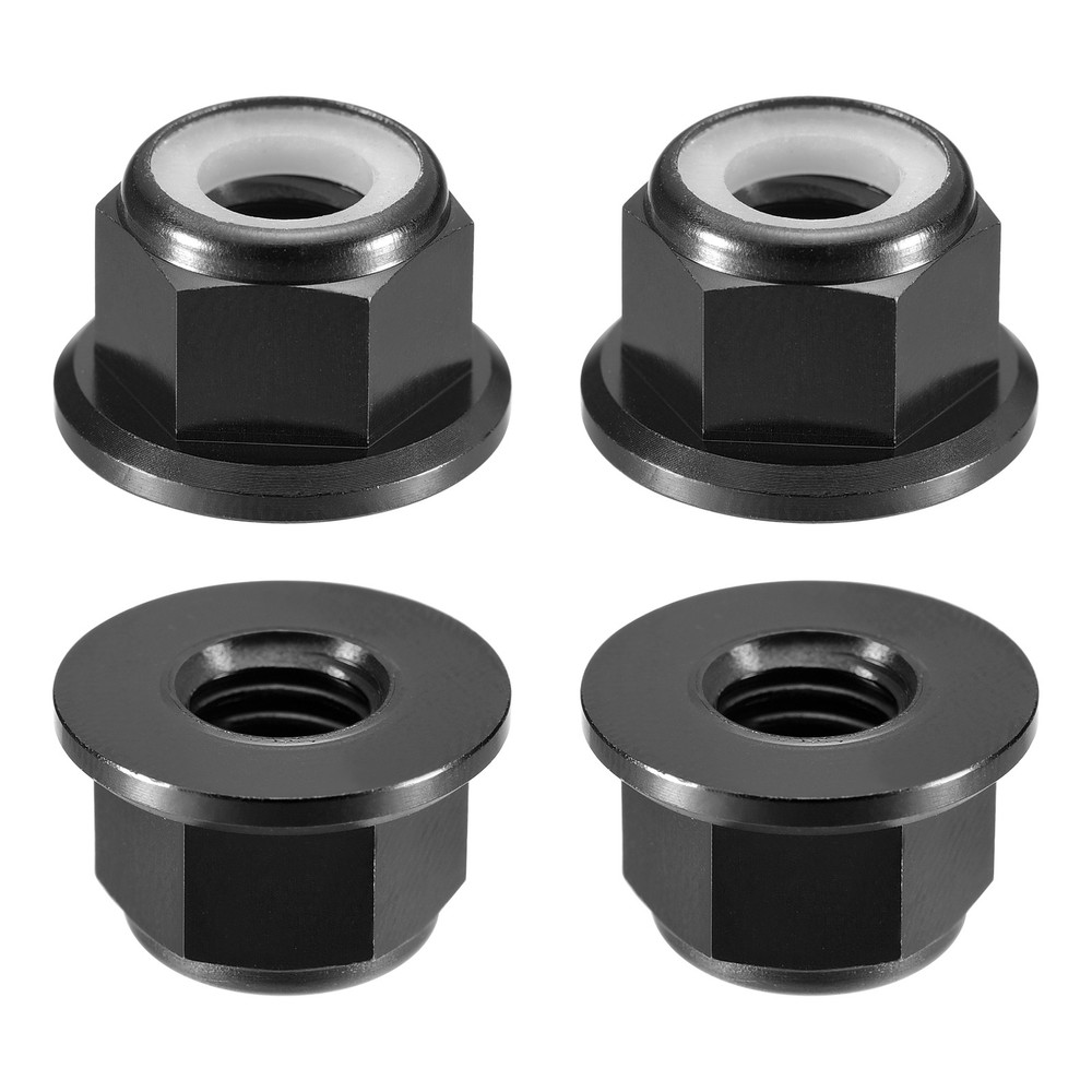 Nylon Insert Hex Lock Nuts, 4pcs - M8x1.25mm Self-Locking Nut(Black)