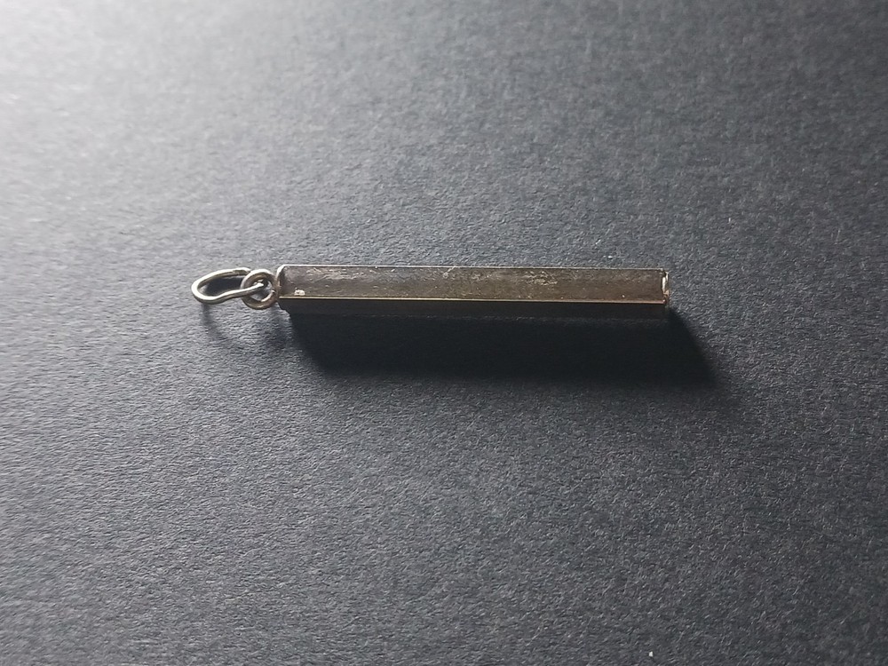 Vtg Sterling Silver Vertical Rectangular 1.75" Bar Pendant Minimalist