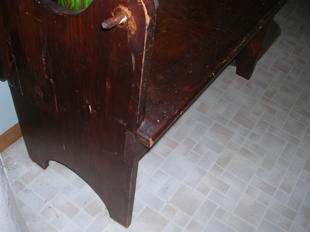 Primitive Vintage Old Solid Pine Tilt Top Bench-Table Rustic Farm Country