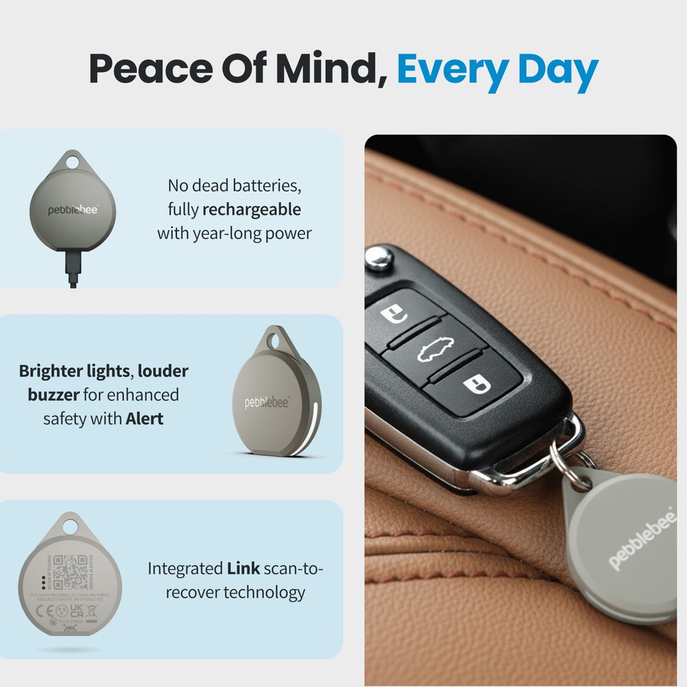 Pebblebee Clip 5 | Rechargeable Bluetooth Tracker Tag for Keys & Bags |...