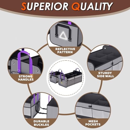Car Trunk Organizer SUV, 84L SUV Trunk Organizer – Waterproof Foldable GRAY