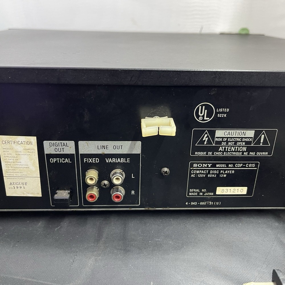 Sony CDP-C615 5-Disc CD Compact Changer Player | No Remote