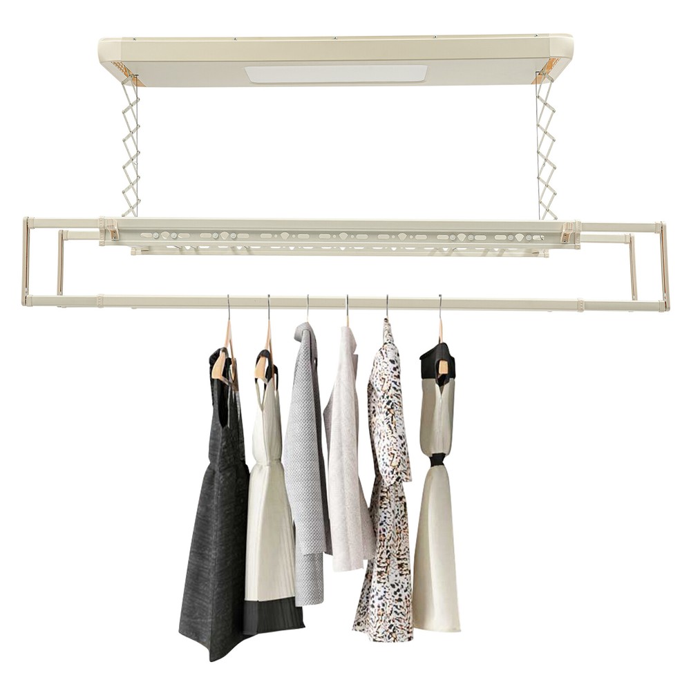 Ceiling-Mounted Electric Drying Rack with LED Light and 8 Adjustable Rods