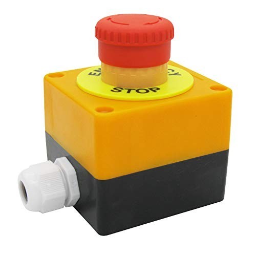 Red Emergency Stop Mushroom Switch Push Button Station 660V 10A Self-Locking Box
