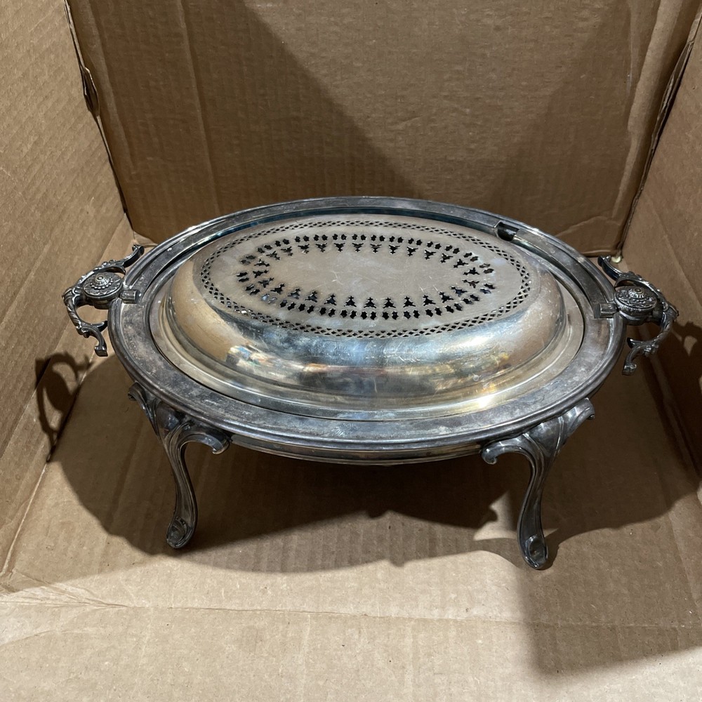 Large James Dixon & Son Sheffield Silver Plate Roll Top Server 2 Inserts