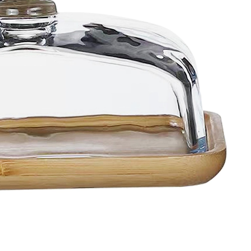 Bamboo Cake Plate Cake Tray Appetizer Platter Rectangular Fruit Plate with Dome
