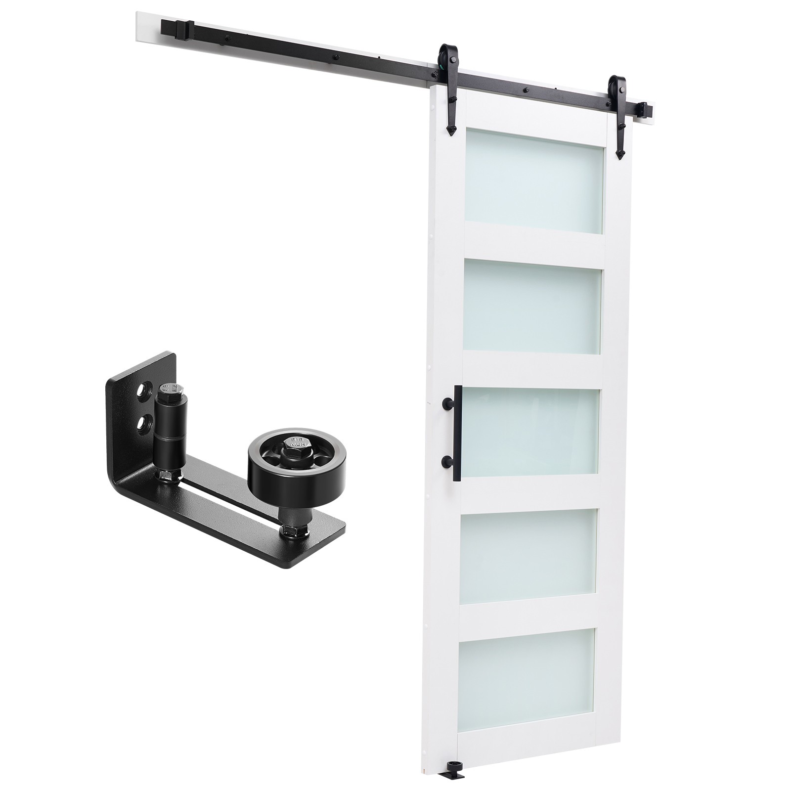 Uimoso Sliding Barn Door with Hardware Kit 30 x 84 in, MDF Panel & Frosted Glass