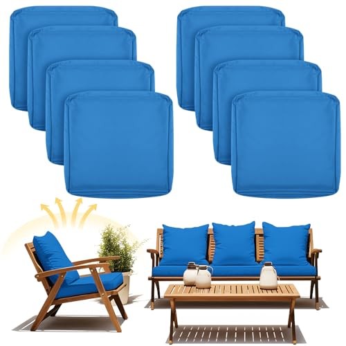 8 Pcs Patio Cushion Covers Outdoor Cushion Covers 24" X 24" X 4" Bright Blue