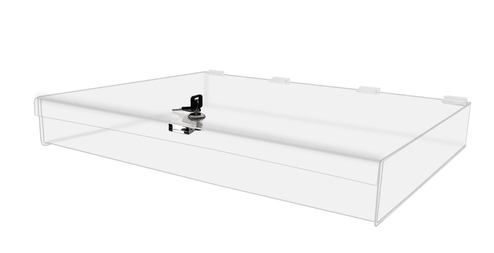 Locking Case 24" x 18" x 3.75" Display Box Clear Acrylic Hinged Tray