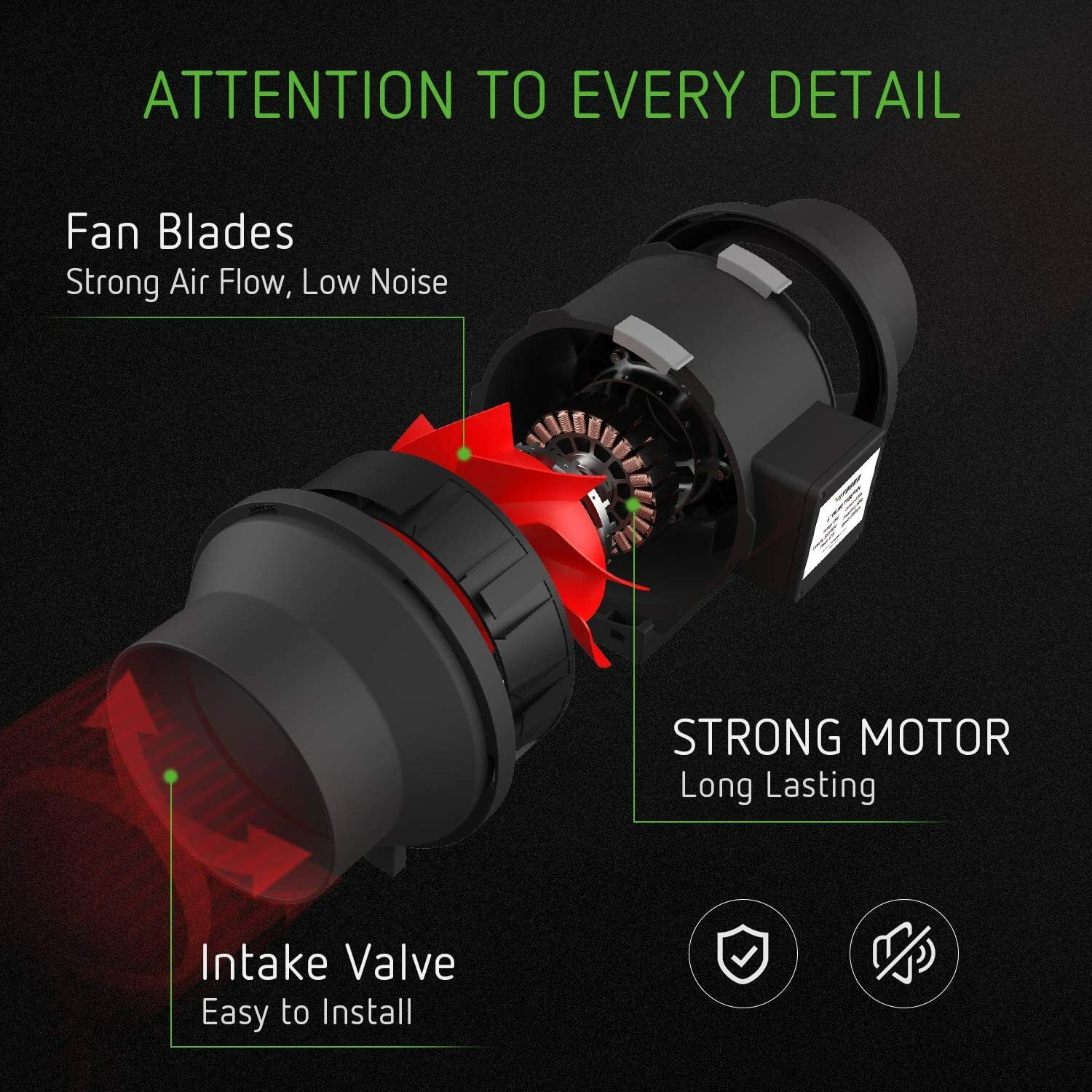 VIVOSUN 4/6/8" Inline Duct Fan,Carbon Filter Control w/Australia Virgin Charcoal