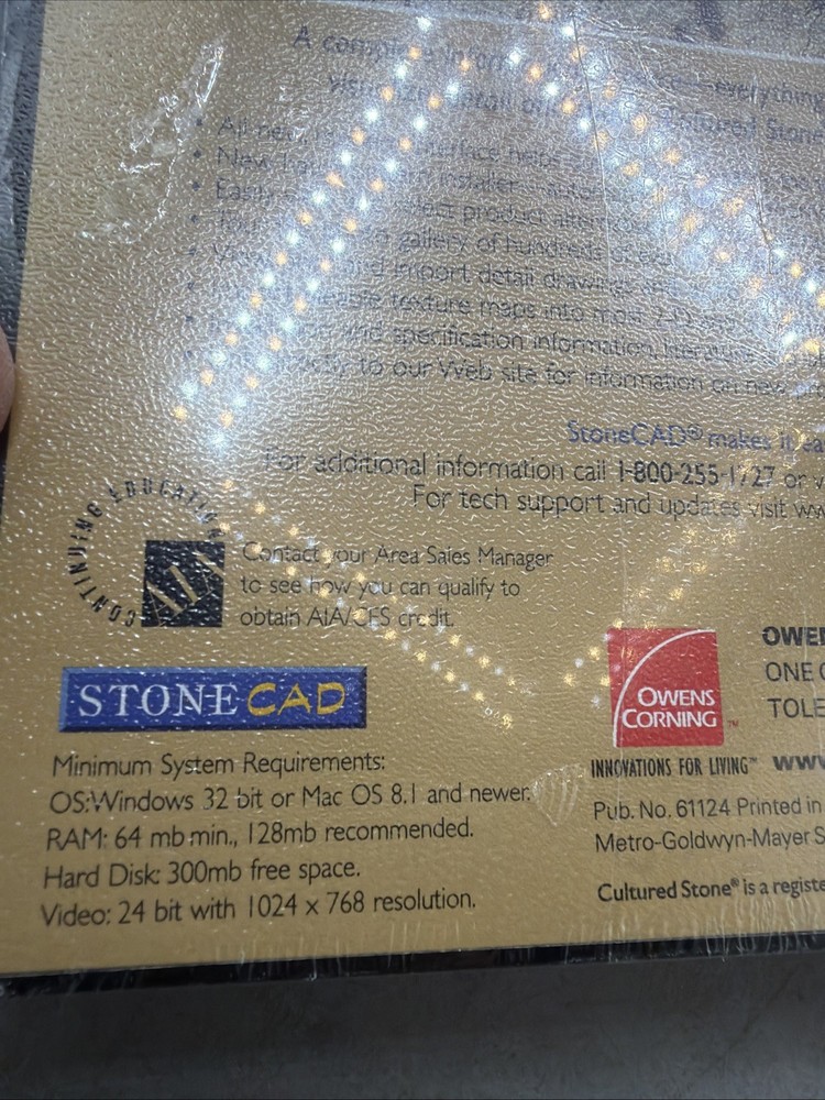 Stone Cad Version 4.0Cultured Stone Interactive Design Tools New Sealed