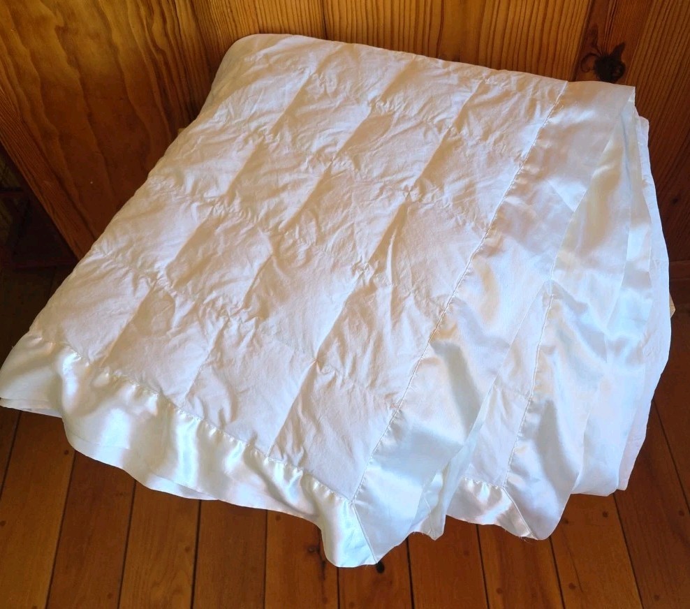 75+% Down Blanket/Duvet Insert By Belk 90x94" READ Queen/Full Ivory Satin Trim