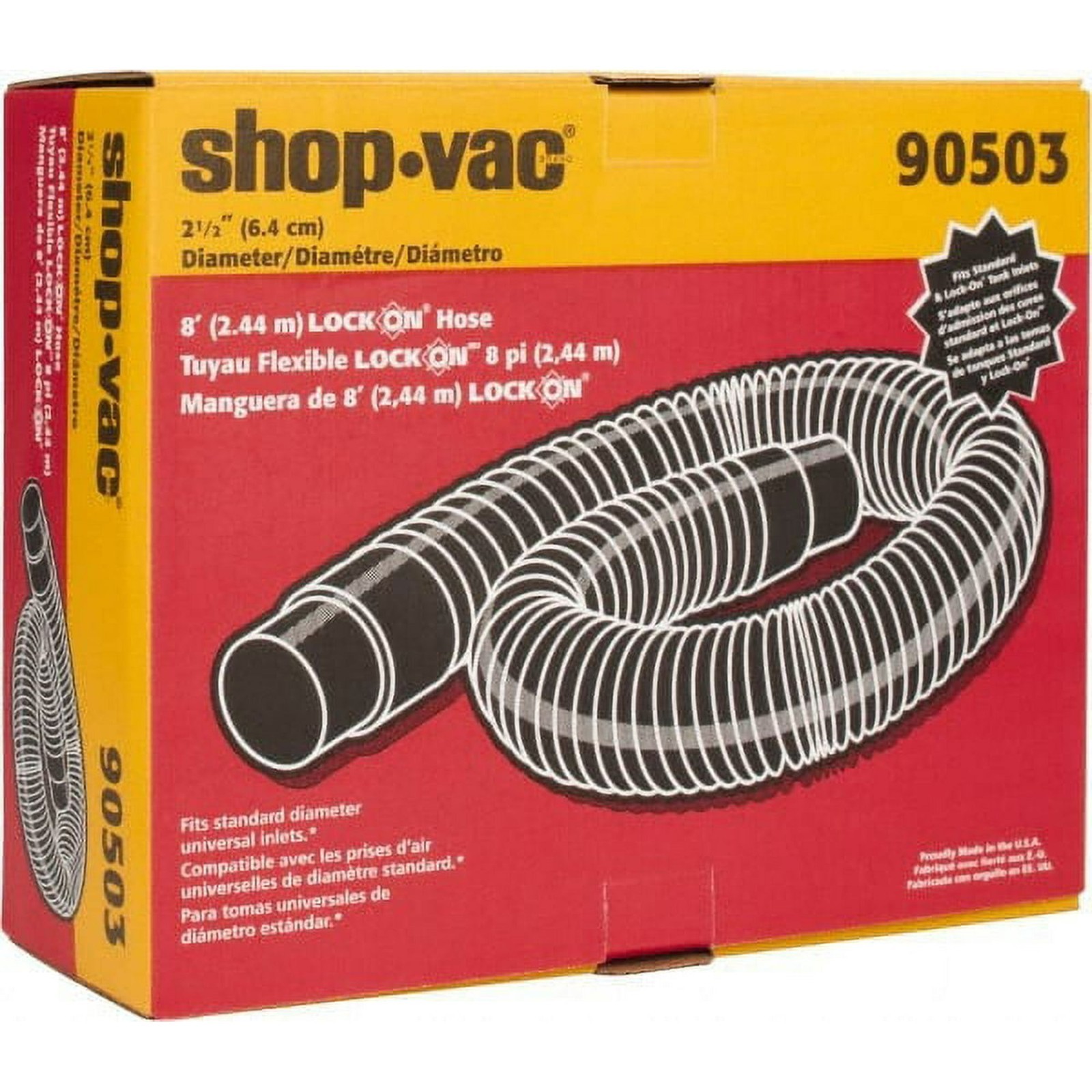 Shop Vac 90503 2-1/2" Dia. 8 ft Long Lock On Hose