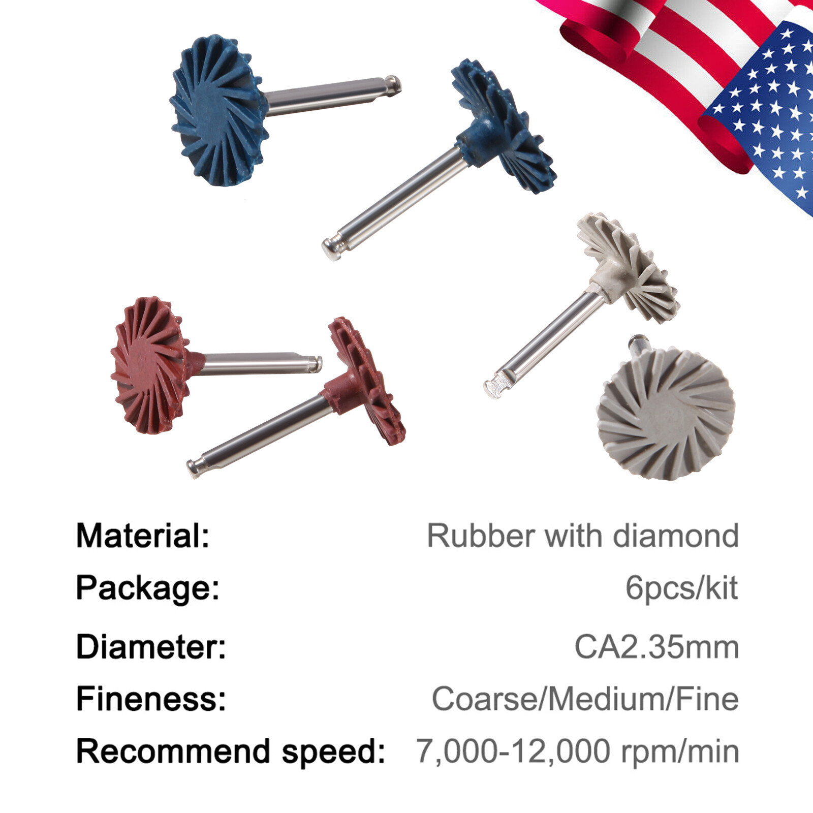 6Pcs Dental Composite Polishing Diamond System RA Disc 14mm Wheel Kit SANDENT po