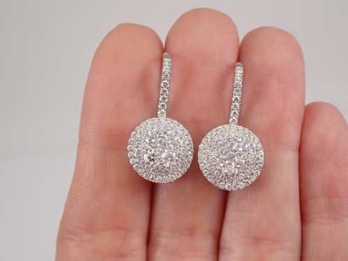 2Ct Lab Created Diamond Round Drop & Dangle Earrings 14K White Gold Plated