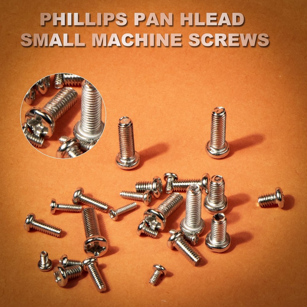 Zmbroll 1200Pcs Phillips Pan Head Small Machine Scews,Tiny One Size, Silver