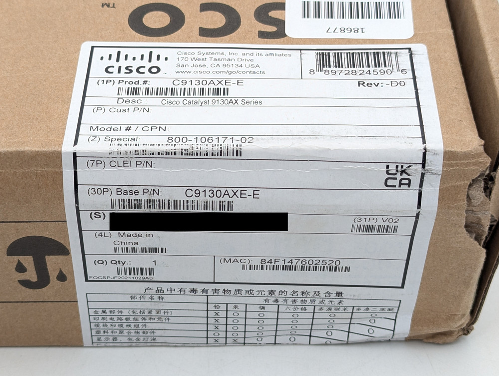 Cisco Catalyst 9130AX Series Access Point 2-Port (C9130AXE-E) White