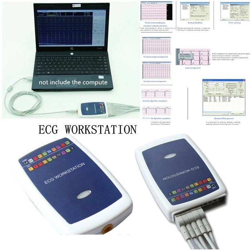 12-Lead Resting ECG/EKG Machine with PC Analysis Software & Reporting