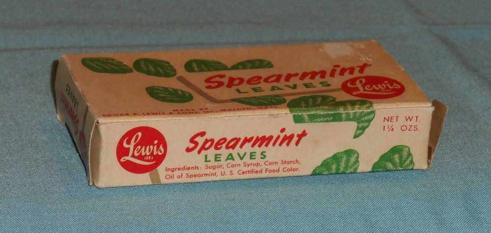 vintage LEWIS SPEARMINT LEAVES CANDY BOX container