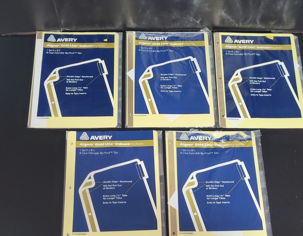 Avery Clear Insertable Rip-Proof Extra Long Tabs Lot of 5 (Missing some Tabs)