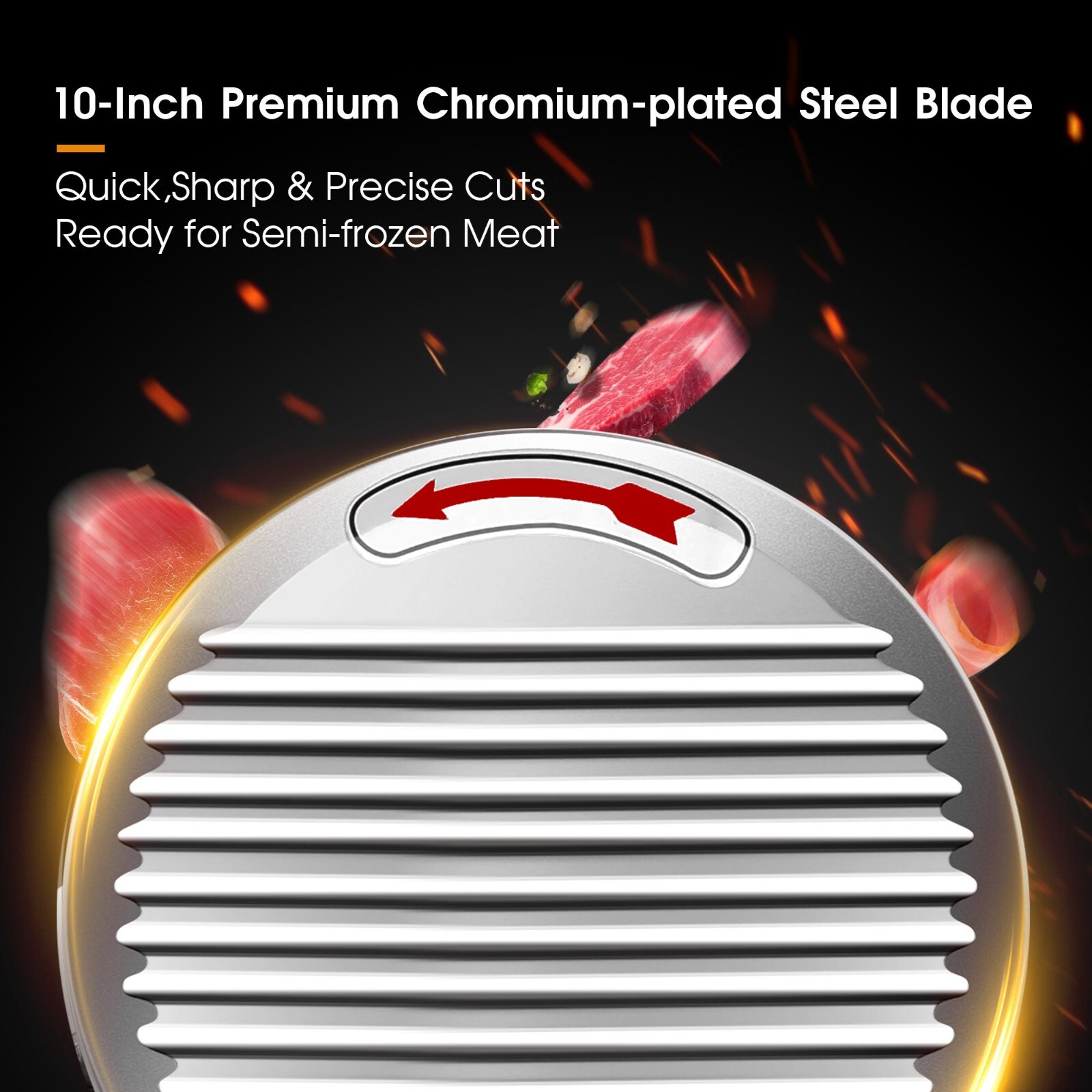 Commercial 10" Electric Meat Slicer 240W Steel Blade Frozen Meat Cheese Slicer